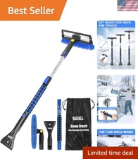 39" Telescoping Snow Brush & Squeegee with Ergonomic Foam Grip - Durable Design