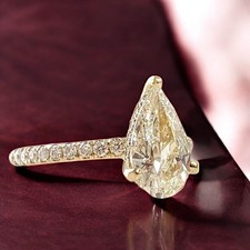 2Ct Pear Cut Simulated Citrine Engagement Ring 14K Yellow Gold Plated