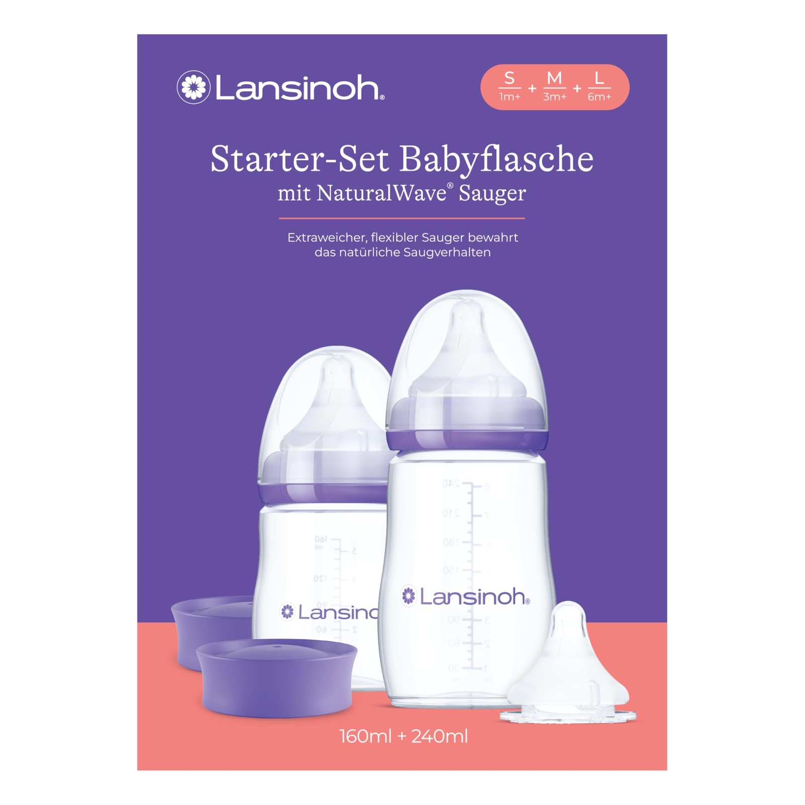Starter Set Biberons et Tétines Natural Wave, kit allaitement bébé avec tétines silicone