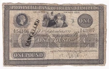 Ireland, Provincial Bank of Ireland £1, 1st September 1891 Cut Cancel & Rejoined