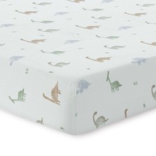 Cotton Muslin Crib Sheet 28x52 Inch Fitted Standard Mattress Dino Pattern 1 PCS
