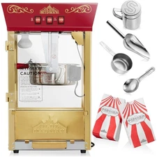 Movie Theater-Style Popcorn Machine Maker with 10-Ounce Kettle Countertop Popper