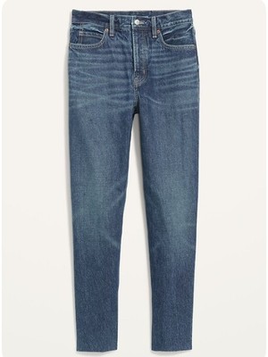 Old Navy Extra High Waisted Button Fly Sky-Hi Straight Cut Off Non Stretch Jeans