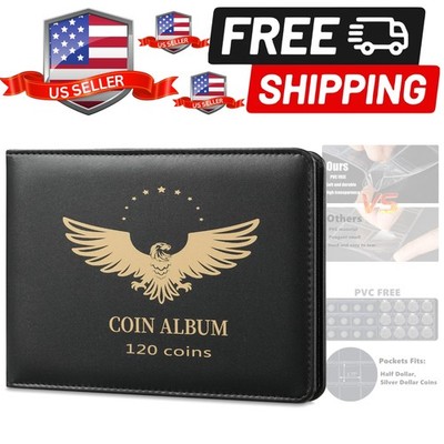 Coin Collection Holder Book for Collectors, PVC FREE, Collecting Storage Albu...