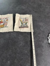 2 Completed Finished Cross Stitch Unframed Vintage