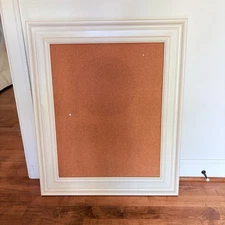 Pottery Barn Large High End Cork Board, 36” X 30” Bulletin Board White Framed