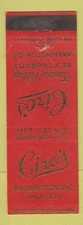Matchbook Cover - Ciro's Washington DC restaurant WEAR