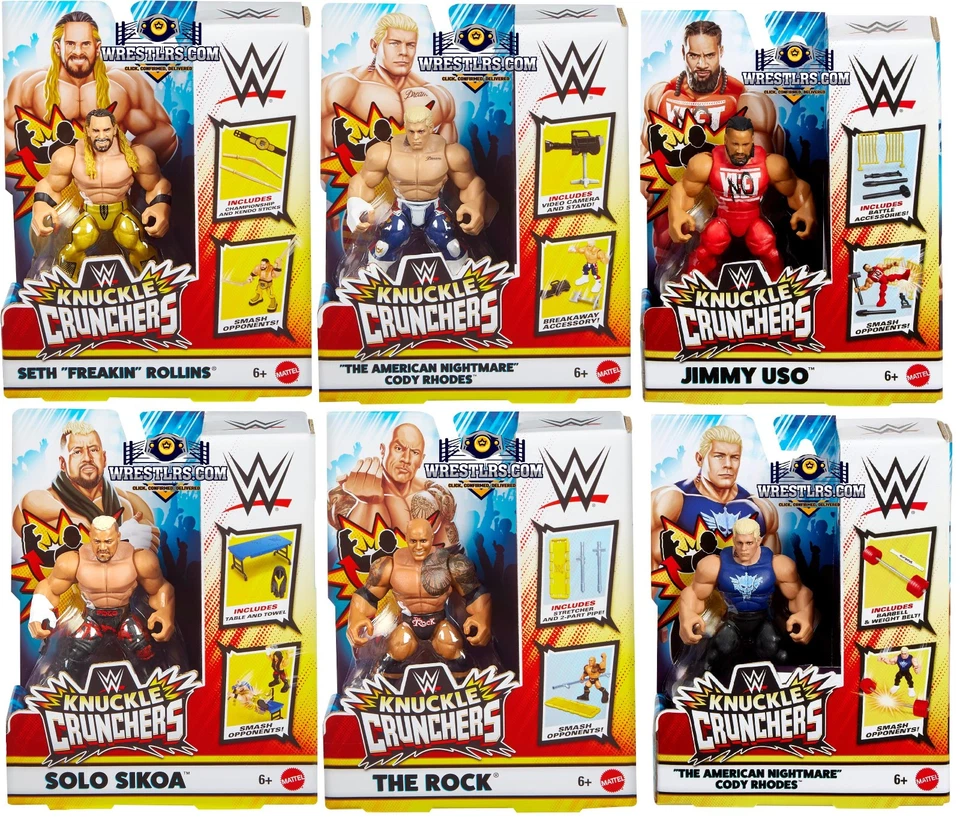 MATTEL WWE Knuckle Crunchers Series Figures - In Stock - New Shippping Combines