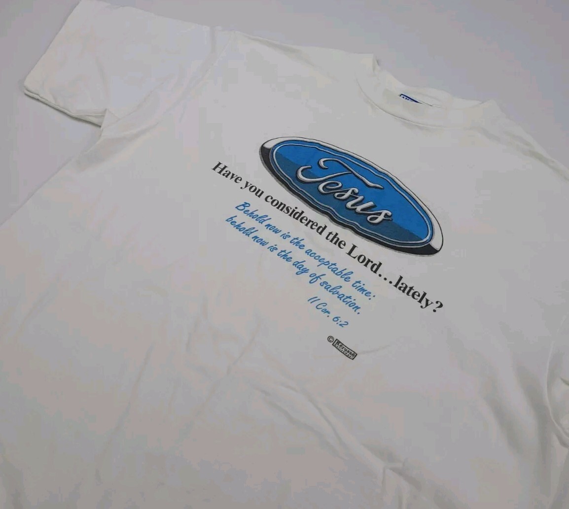 Vintage 90s Jesus Ford Logo Print T Shirt Vtg Lord God Vintage 90s Jesus Ford Logo Print T Shirt Vtg Lord God