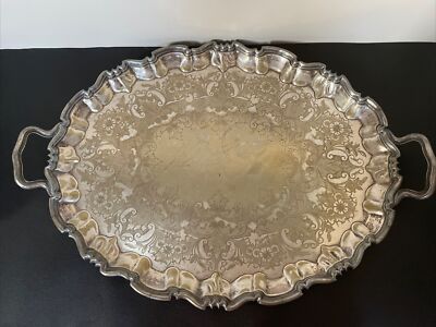 Tray AQ-1900s Silver Plate Oval EGW & S-26.5 L x 18 W x2.5 H Stunning & RARE