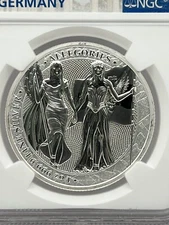 2019 NGC MS70 1oz Germania & Columbia USA Allegories 999 Silver Rare Coin MS-70