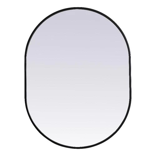 Elegant Decor Asha 27x36" Oval Modern MDF Wood/Iron Mirror in Black - Picture 1 of 11