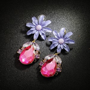Détails Sur Boucles Doreilles Clous Grosse Fleur Bleu Goutte Rose Vif Original Cadeau Bb 7