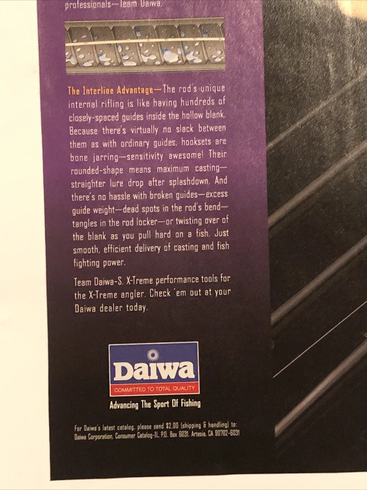 Caña de pescar Daiwa S 1999 anuncio impreso You Ain’t Felt X-Treme Performance de colección años 90 Foto 4 de 4