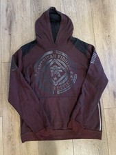 American Fighter Hoodie Mens Size L Buckle Burgandy Gray Sweatshirt