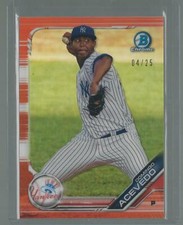 2019 BOWMAN CHROME PROSPECTS DOMINGO ACEVEDO YANKEES RC ORANGE REFRACTOR SP 4/25