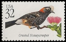 US 3224 Tropical Birds Crested Honeycreeper 32c single MNH 1998