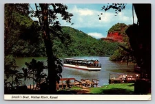 Smith's Boat Wailua River Kauai Hawaii Vintage Unposted Postcard