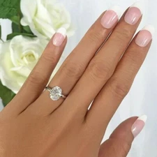 14k White Gold 2Ct Oval Cut IGI GVS Certified Lab Grown Diamond Solitaire Ring