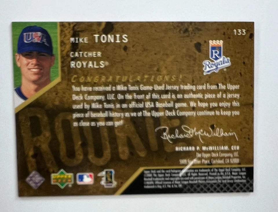 2000 Upper Deck Black Diamond #133 Mike Tonis Rookie Relic AR70 - Image 2 of 2