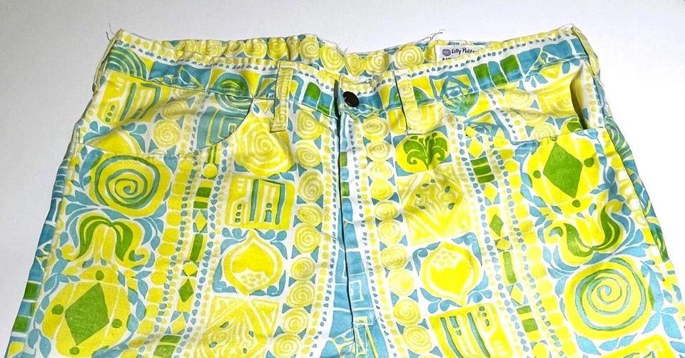 Lily Pulitzer Mens Yellow/Green/Blue Palm Bch. Vintage 70's Pants Size 33W X 27L - Image 2 of 4