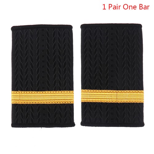 1Pair Epaulettes Professional Pilot Uniform Epaulets Gold Stripe Shoulder Bad YT - Picture 12 of 15
