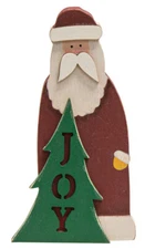 Christmas Winter Primitive Country Rustic Style Wood Joy Santa Claus Sitter