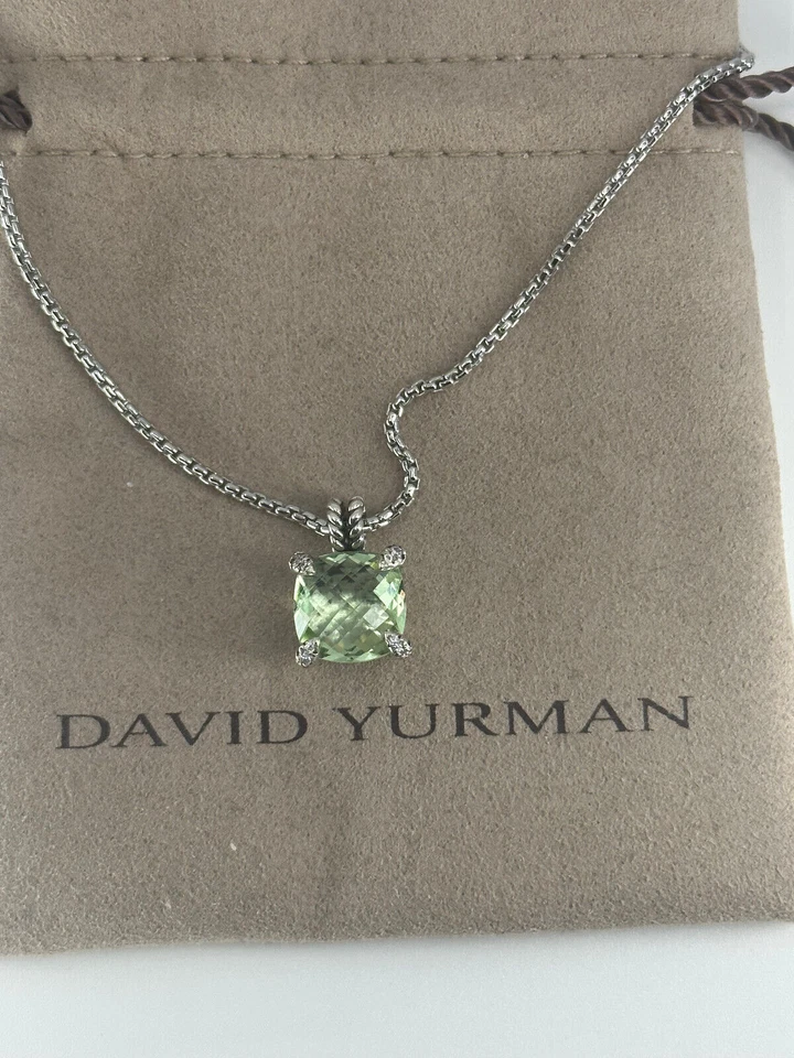 Collar Colgante Chatelaine 925 David Yurman 11MM con Prasiolita y Diamantes Foto 2 de 4