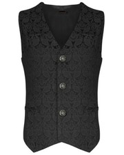 Men's Waistcoat Vest Black Brocade Gothic Steampunk VTG /USA