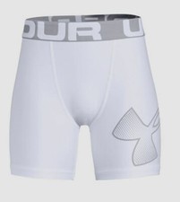 25 Under Armour Boy's White Heatgear Armour Logo Stretch Fitted Shorts Size YMD