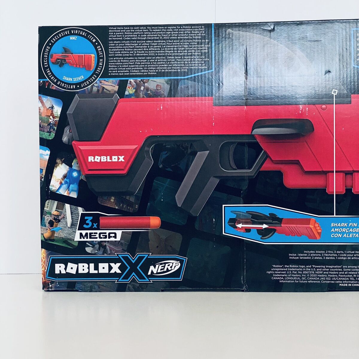 Brand New Hasbro Nerf Mega Roblox MM2 Shark Seeker With In Game