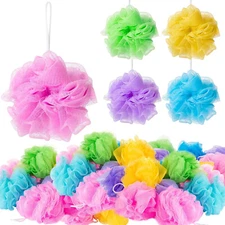 18 Pcs Bulk Bath Shower Puff Sponges Loofah Mesh Brush Body Scrubber Exfoliating