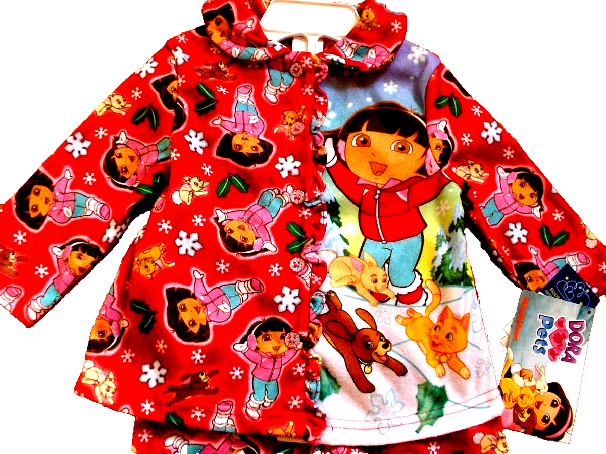 DORA THE EXPLORER Flannel FLAME RESISTANT SLEEPWEAR SET [12 mos