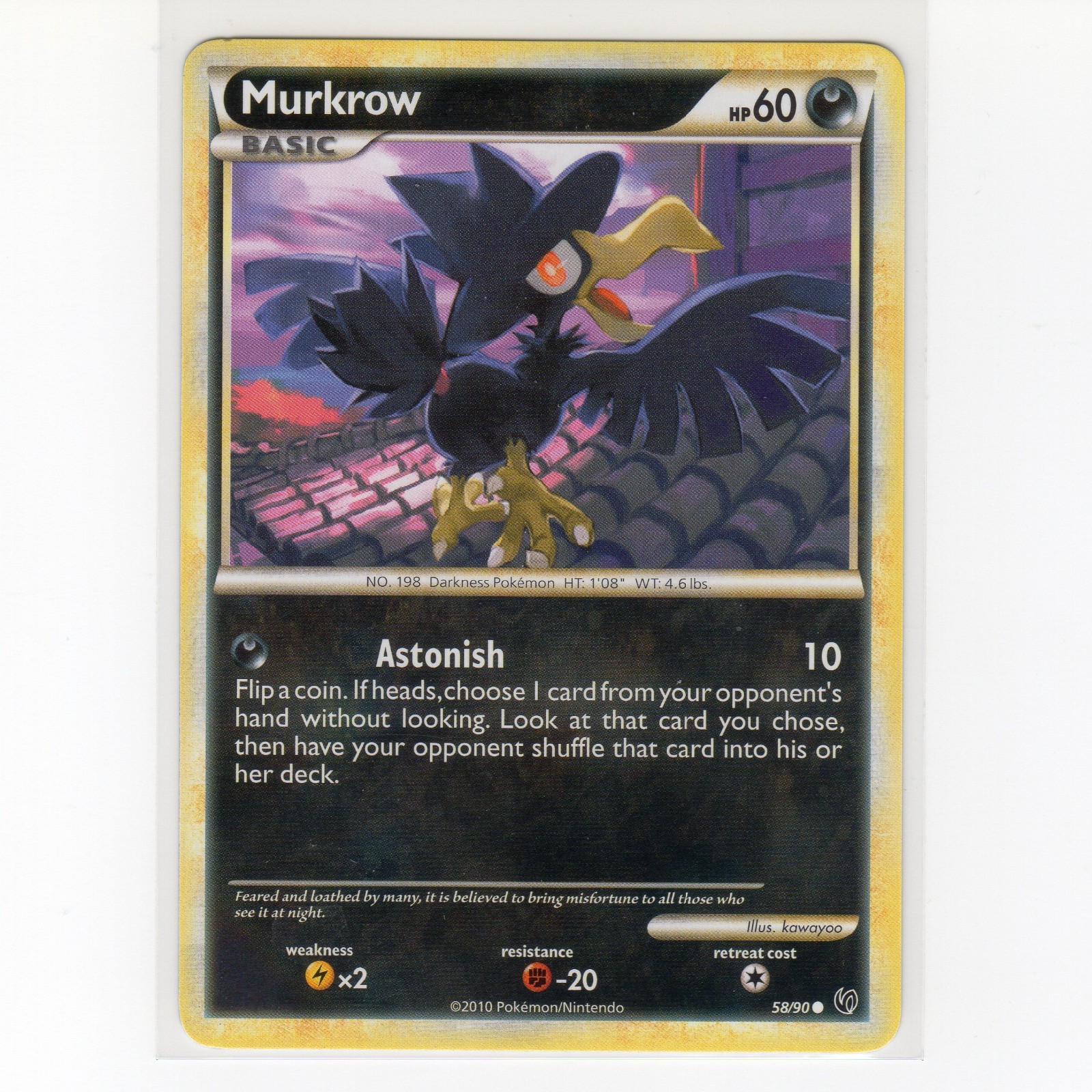 Pokémon TCG Murkrow 58/90 HGSS Undaunted Regular Common Card EN-LP 2010
