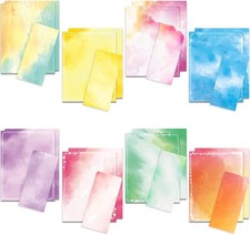 Watercolor Stationery Paper 48 Pieces (Lined) and Self-Sealing Envelope 24 Pc