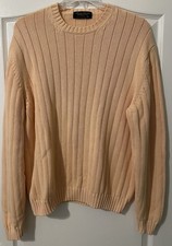 Vintage Brooks Brothers 100 Cotton Sweater Mens XL -Made In Hong Kong Peach Col