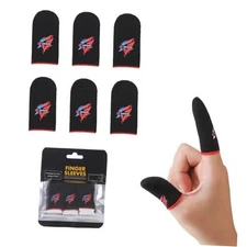 Gaming Finger Sleeves Smooth Touch Screen Thumb Black Finger Sleeves (6 PCS)