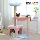  Flower Cat Tree with Large Metal Frame Hammock, 35" Pink Cat Tower with Sisal 