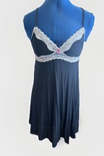 Y2K Victoria s Secret Black Babydoll Whimsy Fairy Goth Chemise Lace Bow Slip