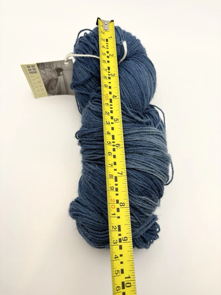SWANS ISLAND YARN Hand Dyed 100% Organic Merino Fingering/Sock Blue Indigo 580yd - Image 3 of 4