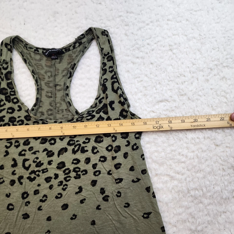 Rock & Republic Racerback Tank Top M Green Leopard Print Cotton Modal Soft - Image 3 of 4