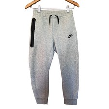 Nike Tech Gray Jogger Pants Boys Youth Medium Cotton Pockets Elastic Waist