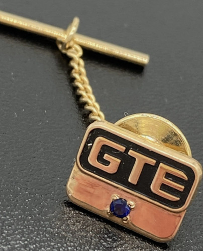 GTE "Years of Service" 10K Gold-Filled Tie Tack with Sapphire, Chain Attachment