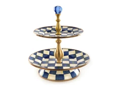 Mackenzie Childs Royal Check Three Tier Sweet Stand