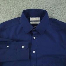 Roundtree  Yorke Gold Label Dress Shirt Mens 15 32 Blue Slim Fit Non Iron