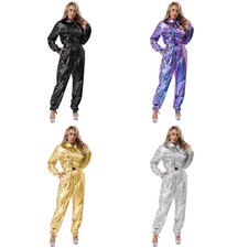 Women's Rompers Carnival Dancewear Disco Jumpsuit Rave Bodysuit Metallic Robot