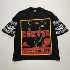 Vintage Mexican Rock Band Shirt L Denver Discos Y Cintas Revolucion Boot Promo