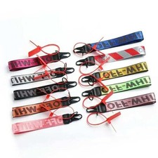 Off White keychain Wristlet Keyring colours Fabric  with Tag and Bag Lanyard NEW