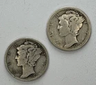 1923 and 1923 S Mercury Silver Dime 10c US 2-Coin Circulated Lot of TWO