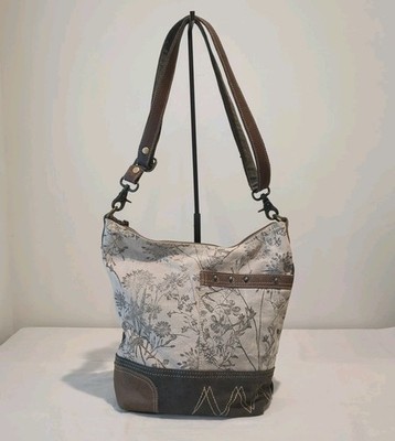 Leather & Canvas Myra Bag Boho Hobo slouchy tote Wildflower Western Purse 